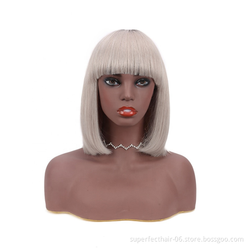 New Wig Cheap Straight Shor Bob 100 Human Hair Wigs For Women Colored  Machine Made Wig